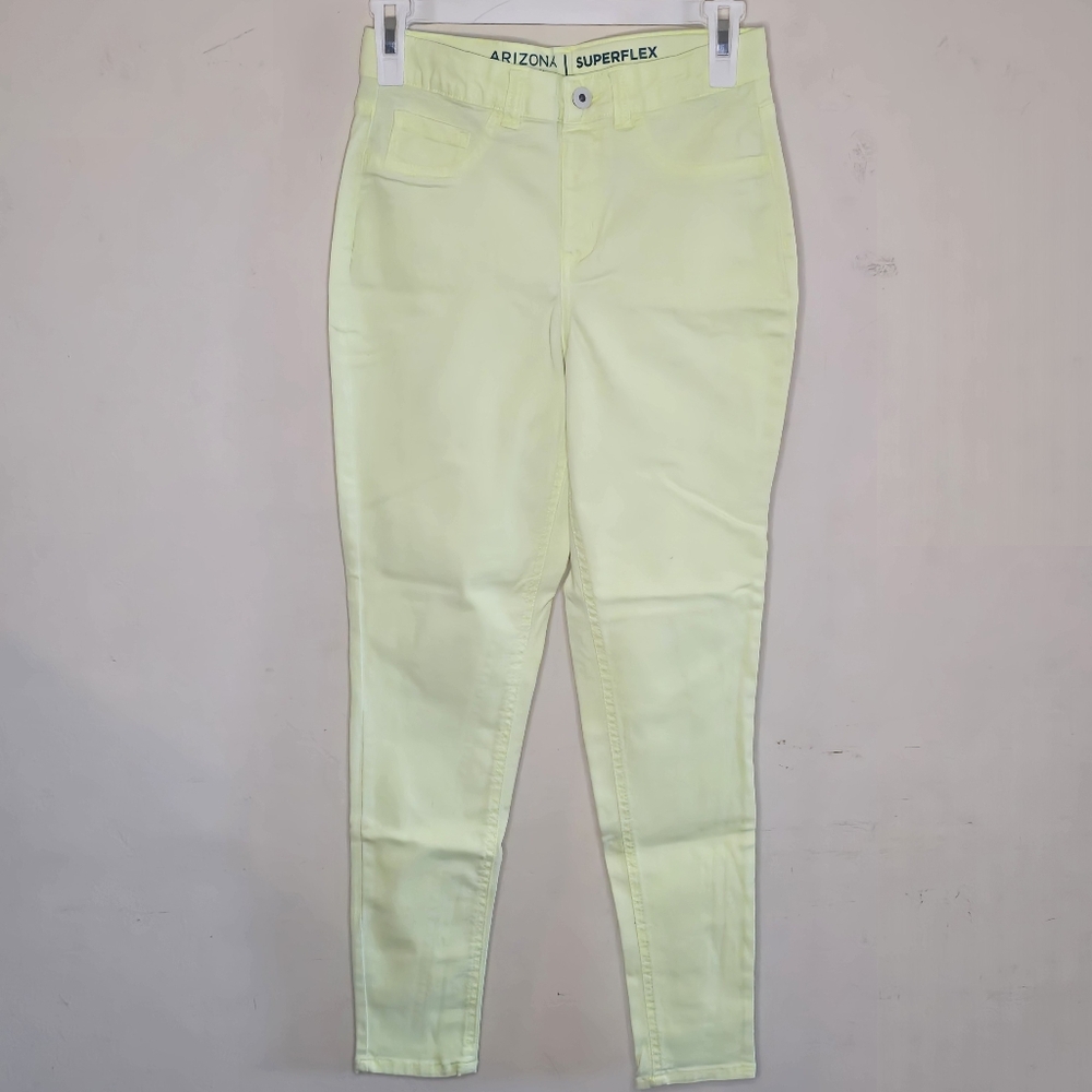 Arizona Superflex Lime Green Skinny Jeans Girls 16 Y2K Stretch Denim High Rise